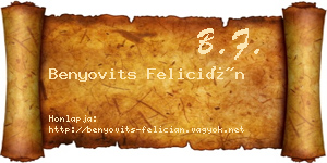 Benyovits Felicián névjegykártya